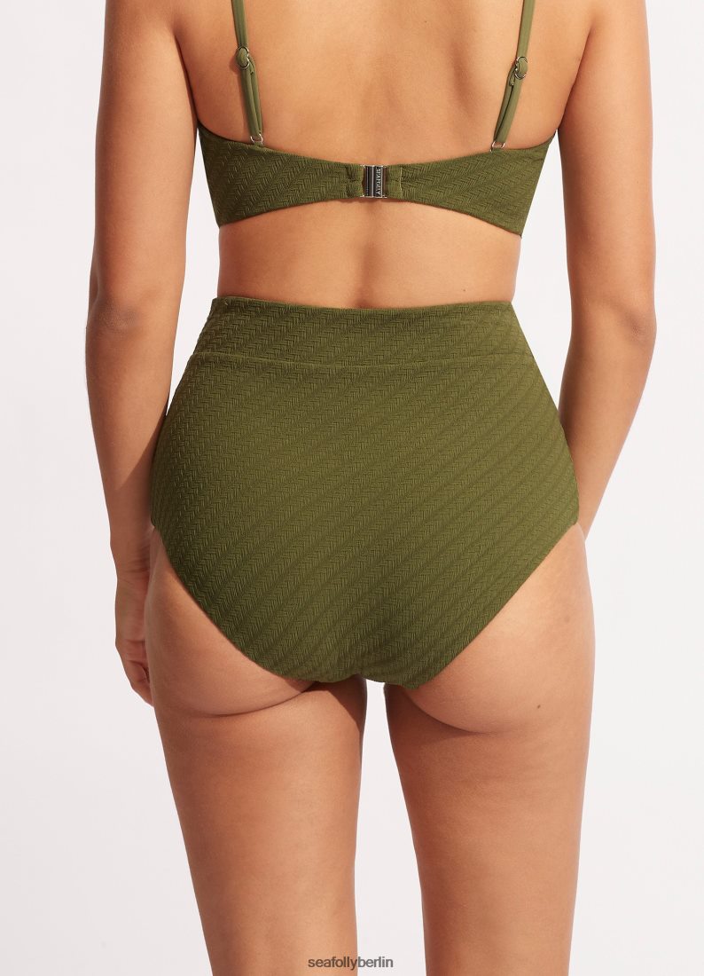 Badebekleidung Seafolly Willow-Hose mit hohem Bund Avocado Frauen 6RVZTV237