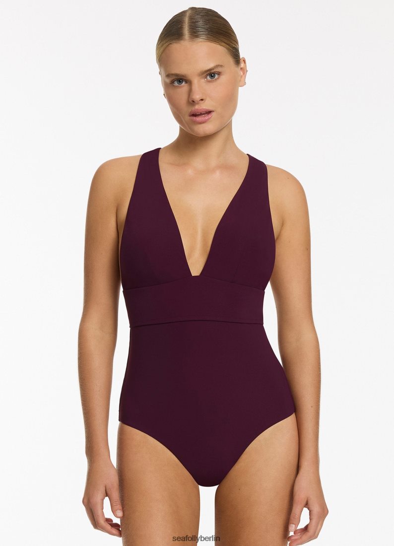 Badebekleidung Seafolly Jetset-Tieback-Raffhalter, einteilig Hafen Frauen 6RVZTV98