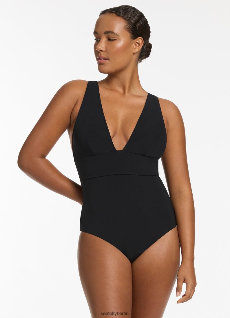Badebekleidung Seafolly Jetset-Tieback-Raffhalter, einteilig Schwarz Frauen 6RVZTV32