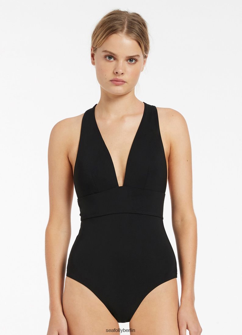Badebekleidung Seafolly Jetset-Tieback-Raffhalter, einteilig Schwarz Frauen 6RVZTV32