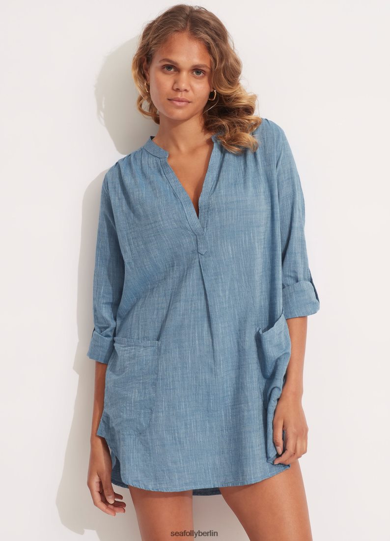 Kleidung Seafolly Boyfriend-Strandhemd Chambray Frauen 6RVZTV759