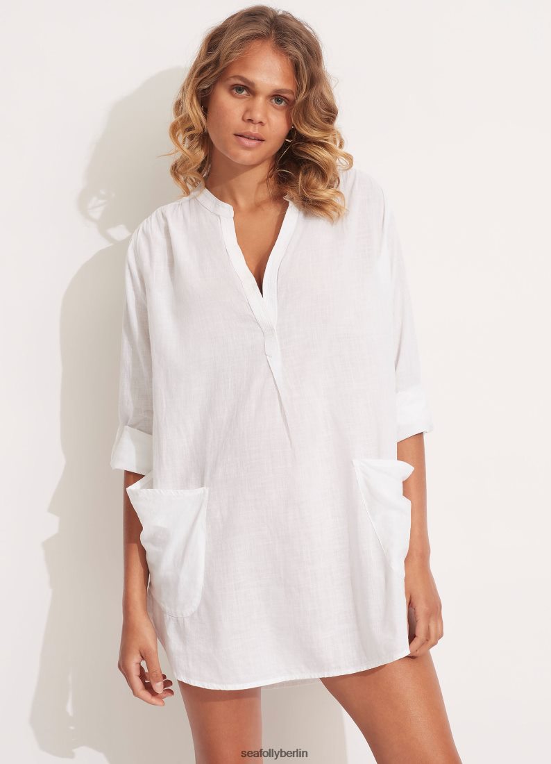 Kleidung Seafolly Boyfriend-Strandhemd Weiß Frauen 6RVZTV760