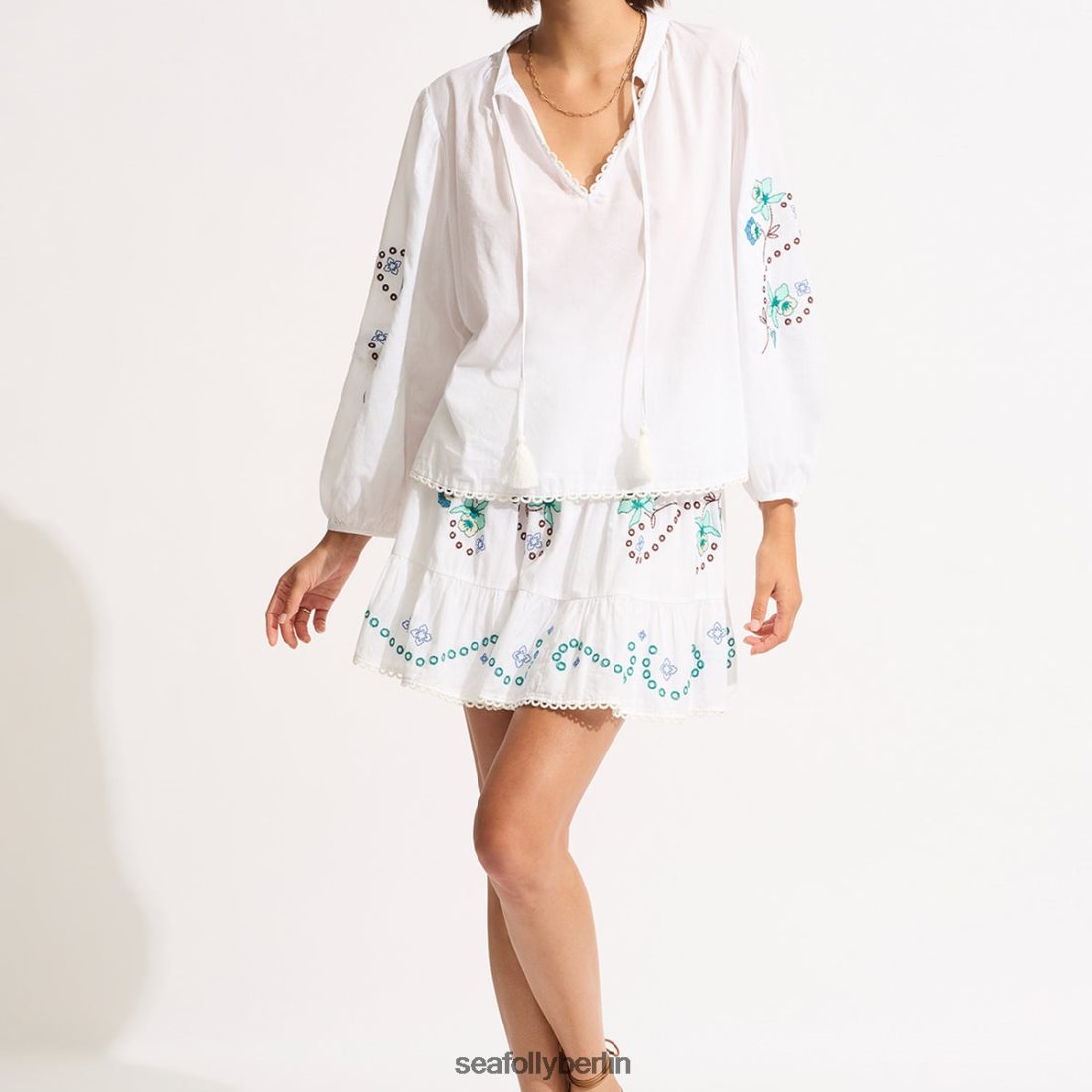 Kleidung Seafolly Oberteil mit Eden-Stickerei Weiß Frauen 6RVZTV737