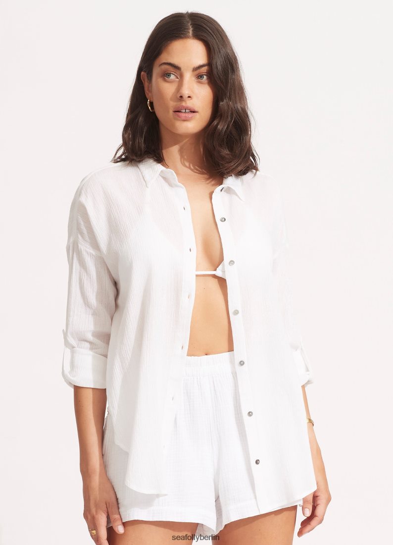 Kleidung Seafolly klassisches Strandshirt Weiß Frauen 6RVZTV732
