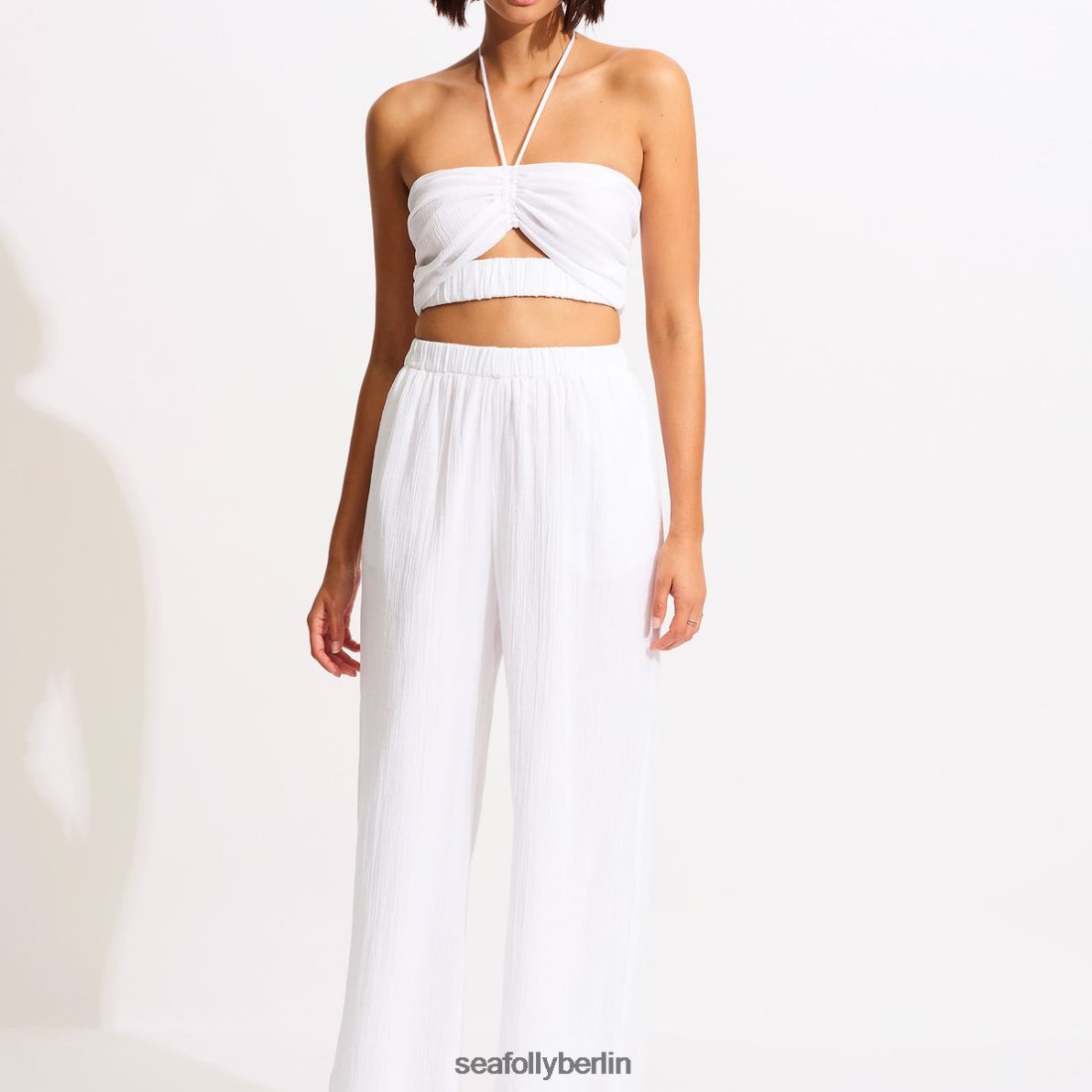Kleidung Seafolly Crinkle-Strandhose Weiß Frauen 6RVZTV749