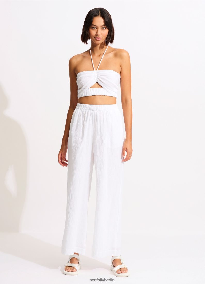 Kleidung Seafolly Crinkle-Strandhose Weiß Frauen 6RVZTV749