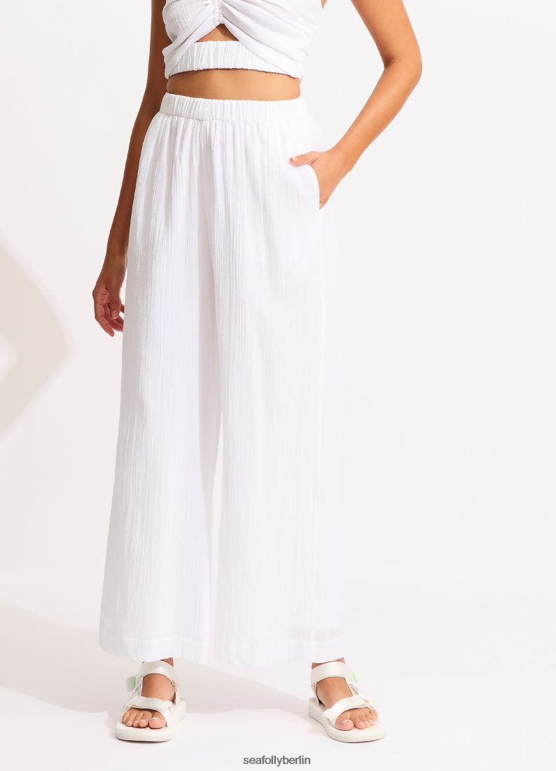 Kleidung Seafolly Crinkle-Strandhose Weiß Frauen 6RVZTV749