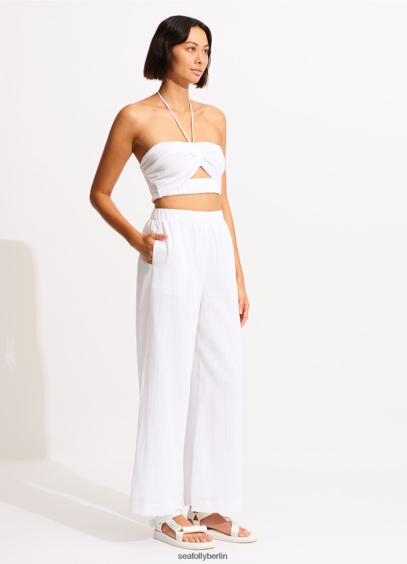 Kleidung Seafolly Crinkle-Strandhose Weiß Frauen 6RVZTV749