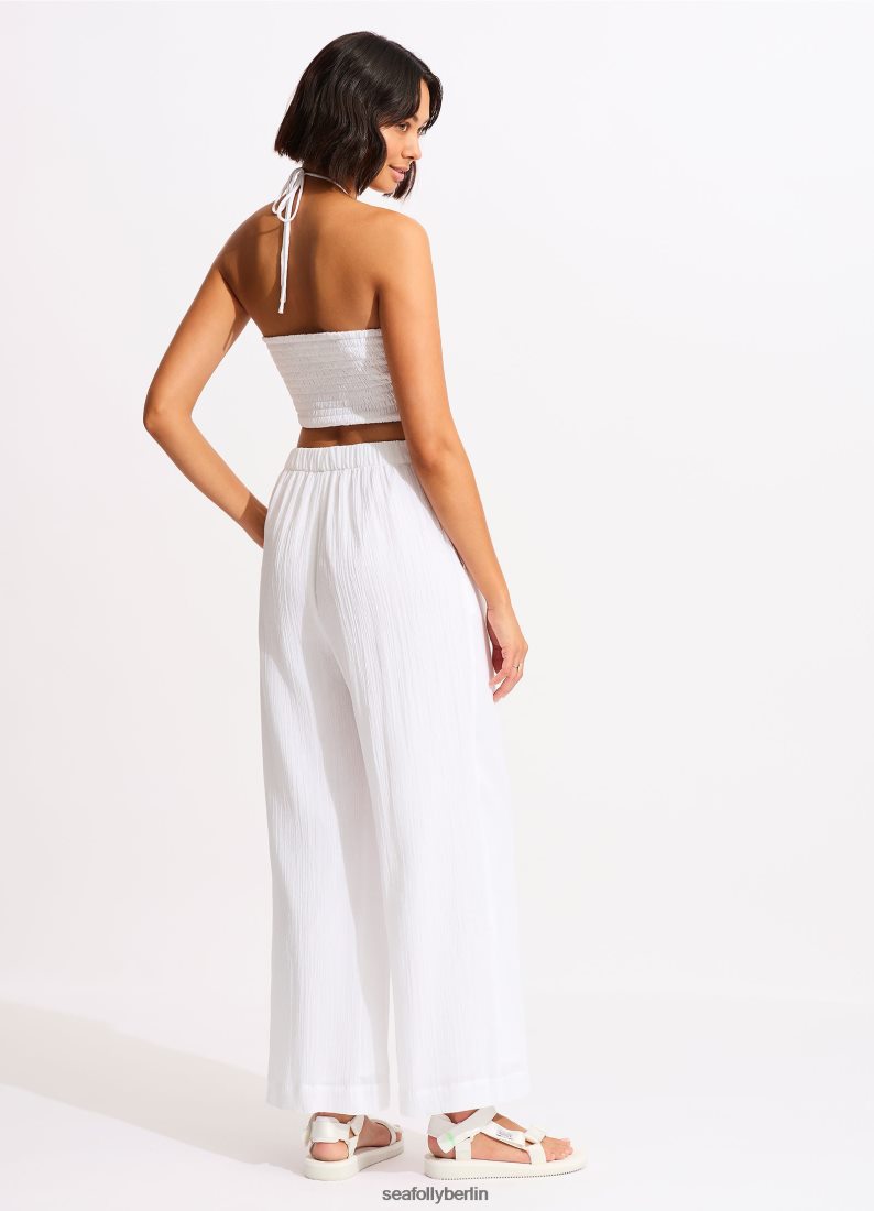 Kleidung Seafolly Crinkle-Strandhose Weiß Frauen 6RVZTV749