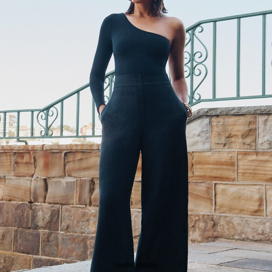 Kleidung Seafolly Jetset-Hose mit weitem Bein Schwarz Frauen 6RVZTV758