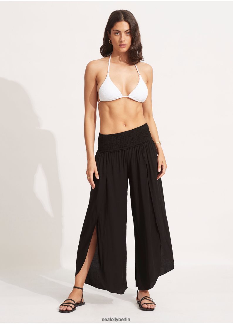 Kleidung Seafolly Wickelhose mit geraffter Taille Schwarz Frauen 6RVZTV748