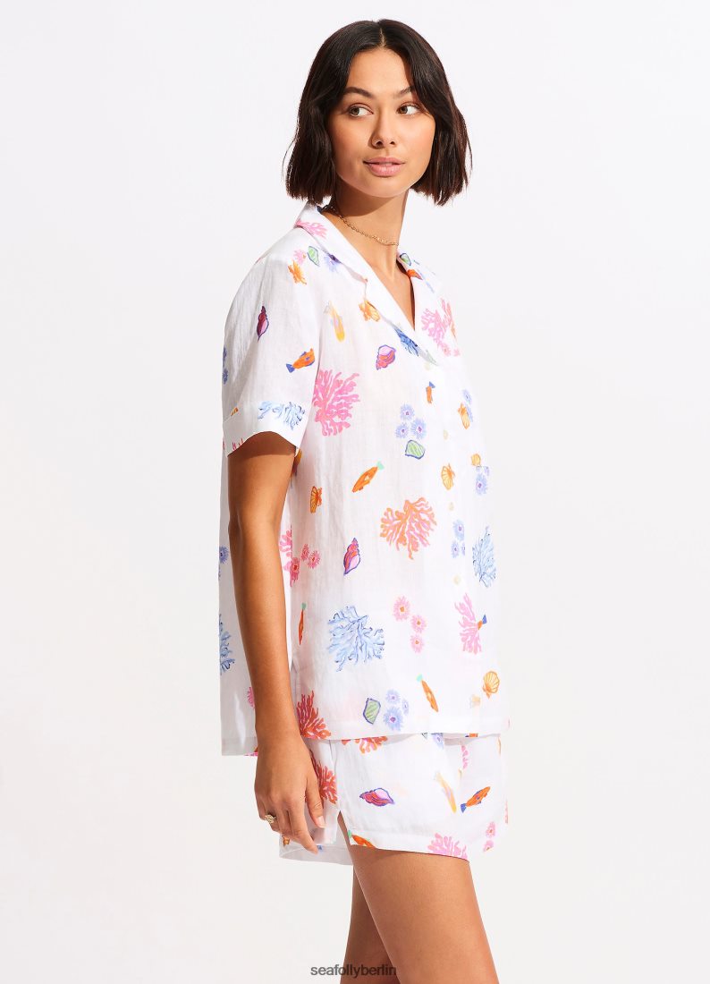 Kleidung Seafolly unter dem Meeresstrand kurz Weiß Frauen 6RVZTV750