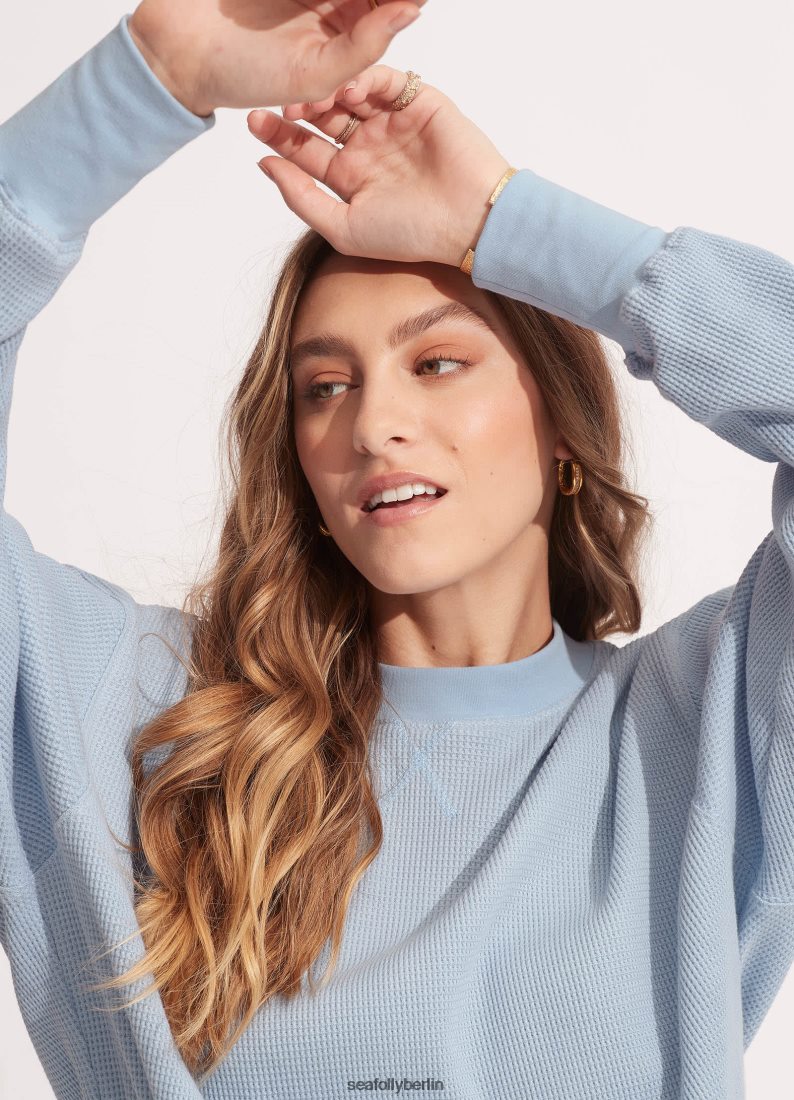 Kleidung Seafolly Waffel-Sweatshirt puderblau Frauen 6RVZTV660