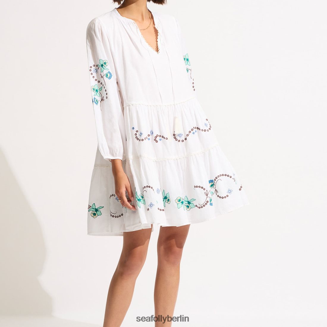 Kleidung Seafolly Eden-Stickerei-Midikleid Weiß Frauen 6RVZTV673