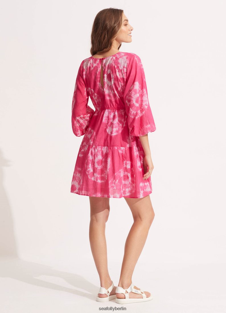 Kleidung Seafolly Gestuftes Minikleid mit Batikmuster Rosa Frauen 6RVZTV682