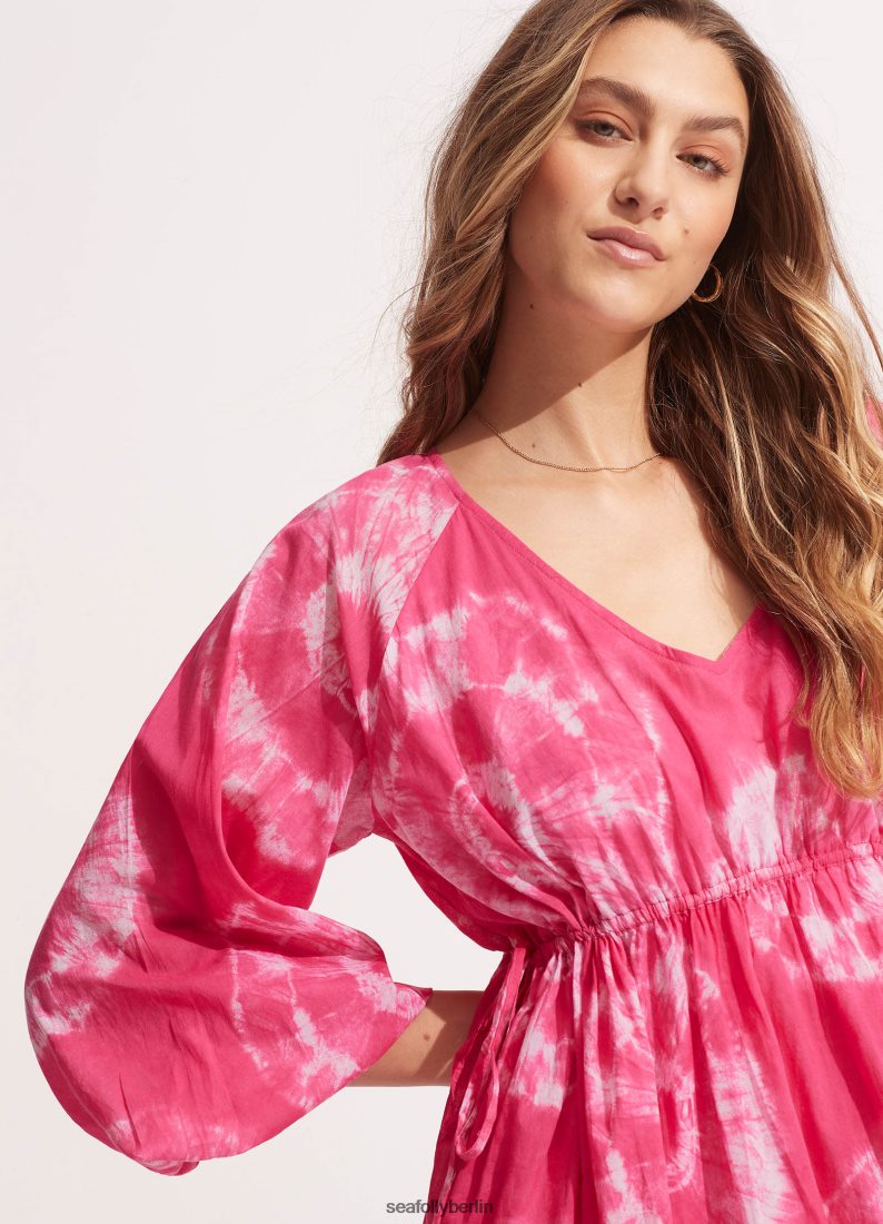 Kleidung Seafolly Gestuftes Minikleid mit Batikmuster Rosa Frauen 6RVZTV682