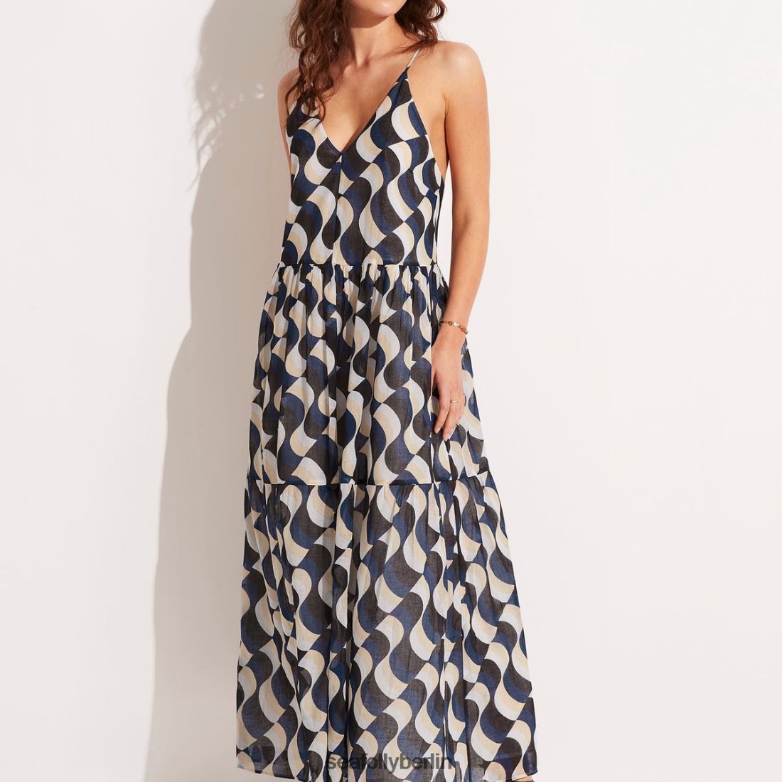 Kleidung Seafolly Modernes, langärmliges Maxikleid Schwarz Frauen 6RVZTV681