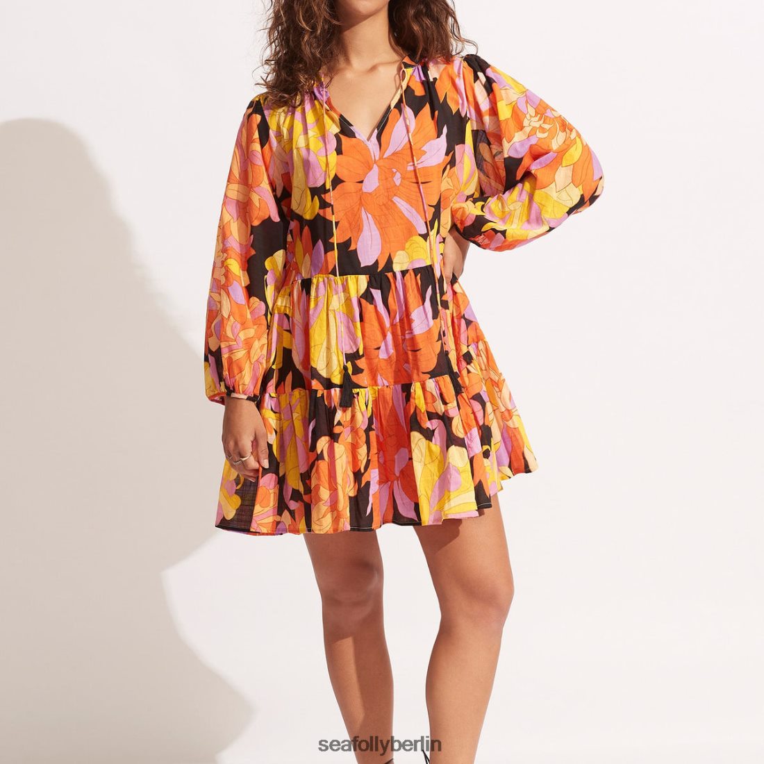 Kleidung Seafolly Palm Springs-Stufenkleid Schwarz Frauen 6RVZTV691