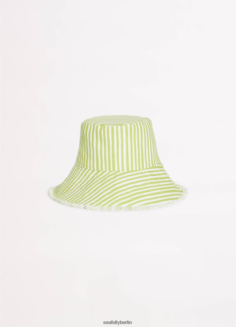 Zubehör Seafolly Gestreifter Fischerhut weiches Oliv Frauen 6RVZTV786