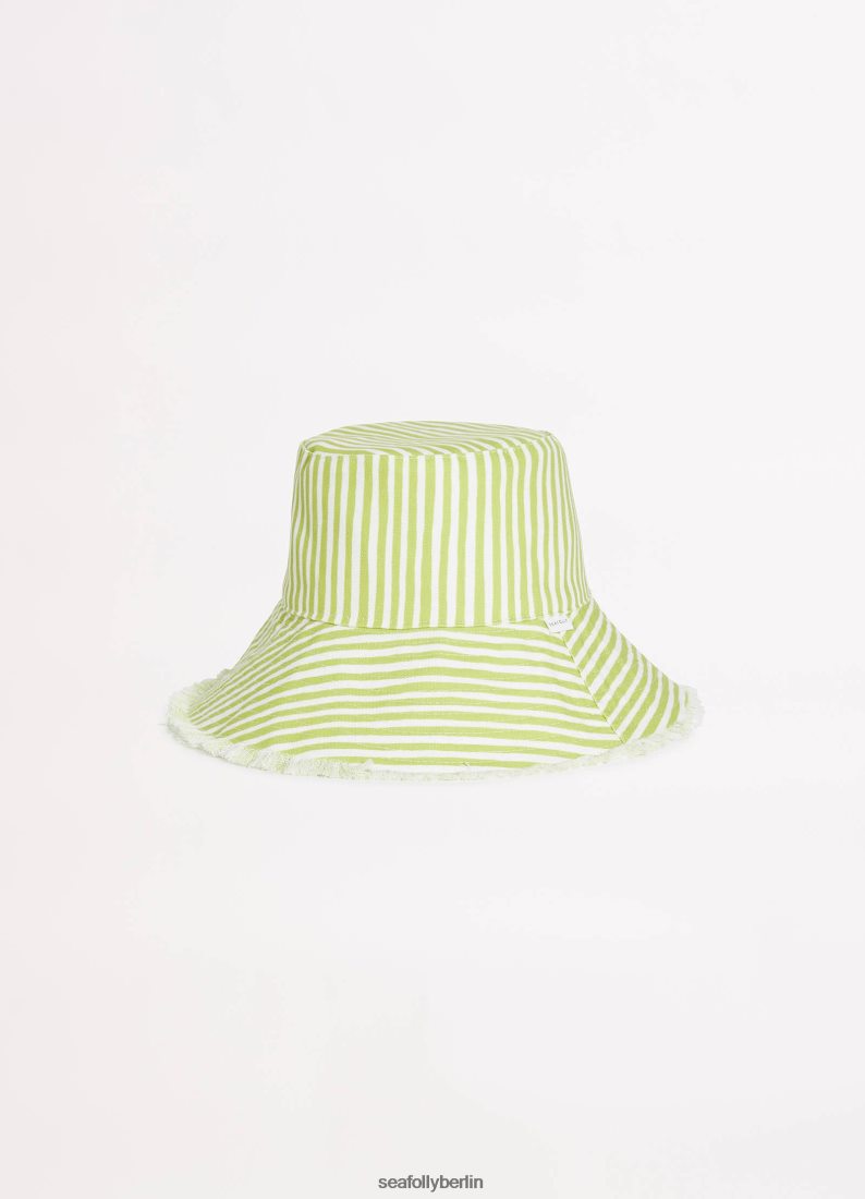 Zubehör Seafolly Gestreifter Fischerhut weiches Oliv Frauen 6RVZTV786
