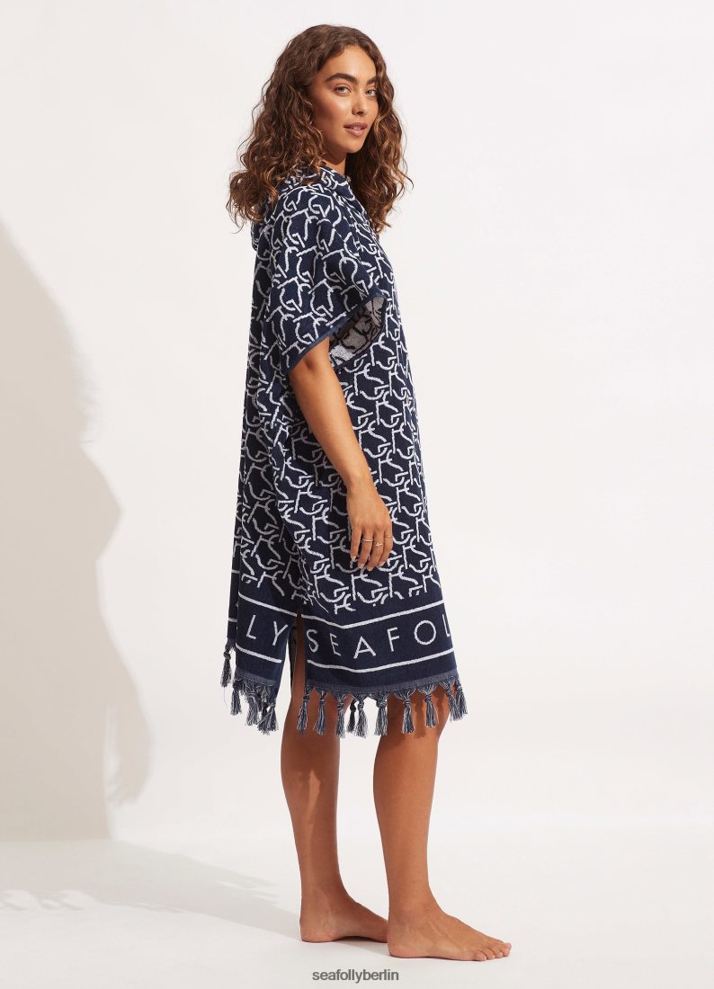 Zubehör Seafolly SF-Monogramm-Handtuchponcho echte Marine Frauen 6RVZTV774