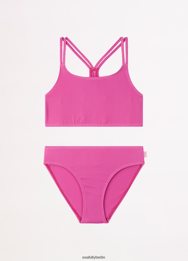 Badebekleidung Seafolly Essential Mädchen-Bikini mit mehreren Trägern Rosa Kinder 6RVZTV796