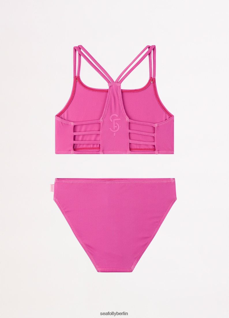 Badebekleidung Seafolly Essential Mädchen-Bikini mit mehreren Trägern Rosa Kinder 6RVZTV796