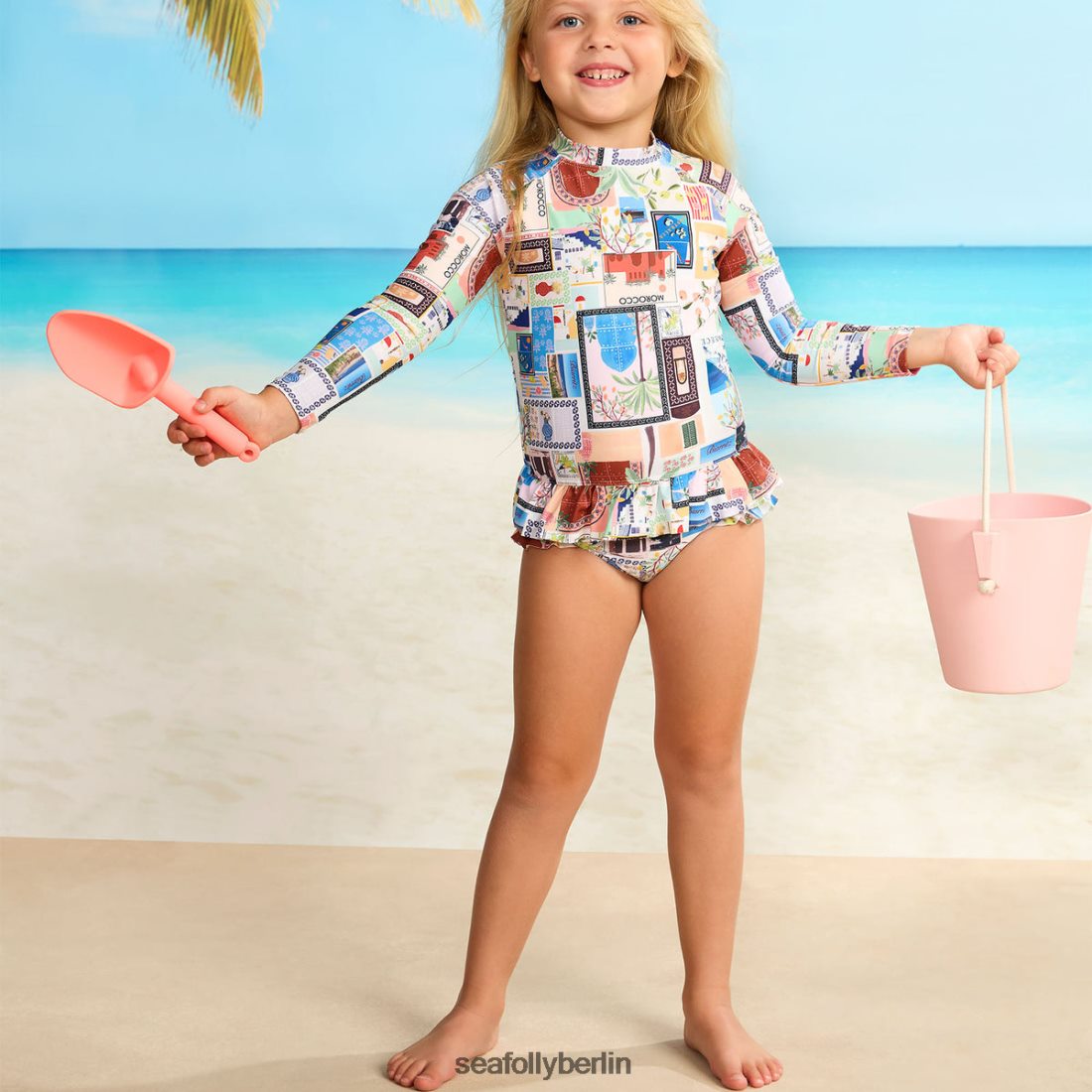 Badebekleidung Seafolly Schößchen-Surf-Set für Mädchen im Urlaub azurblau Kinder 6RVZTV793